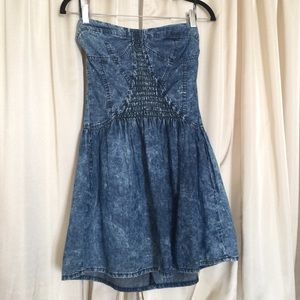 Chambray denim tube top bodice blue dress